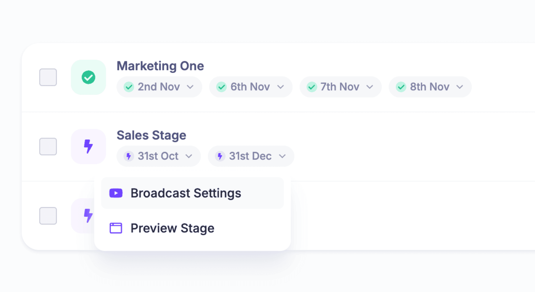Optionally link talks to a stage and create a single, continuous broadcast stream. Stages also help you group common talk themes.
